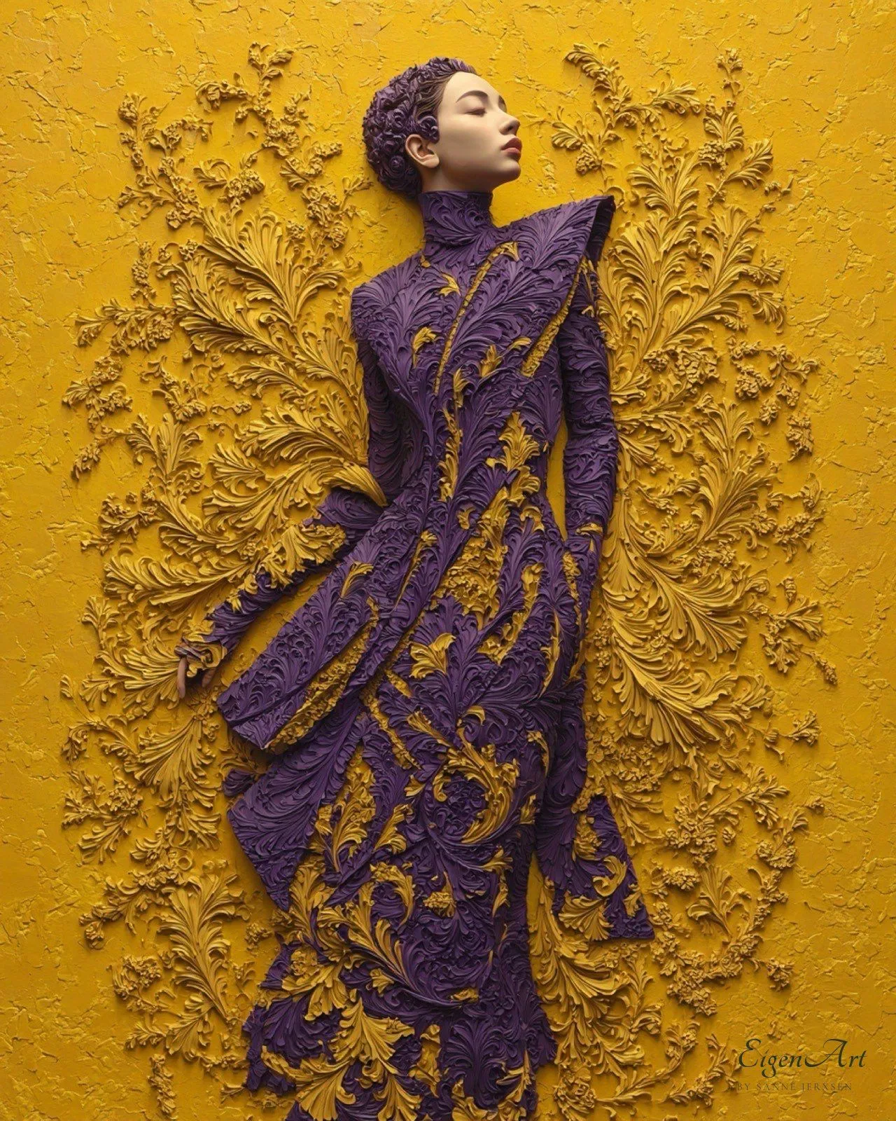 Ogee Motif — Figur entsteigt einem goldenen Ornament